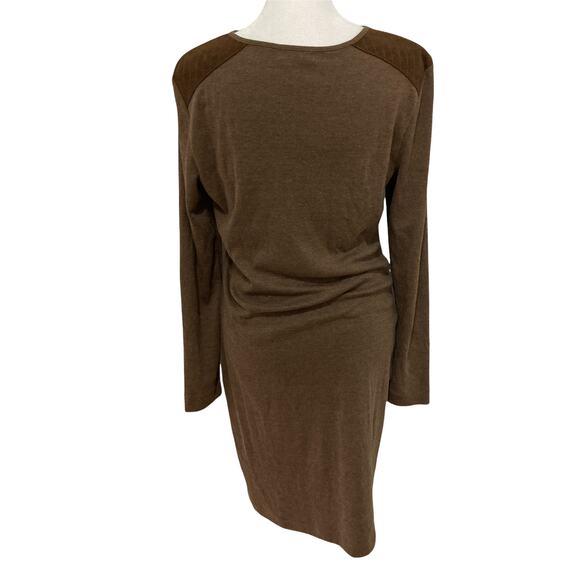 Vtg LRL Lauren Jeans Co Chocolate Dress size M Shoulder Zipper Suede detail - Picture 7 of 8